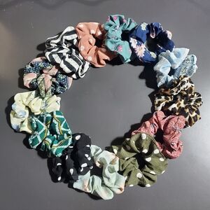 Textured Chiffon Scrunchies‎ Multicolored Print Lot Of 13